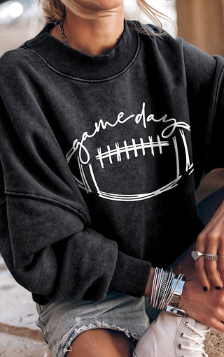 Game Day Black Football Graphic Sweatshirt, RESTOCKED!