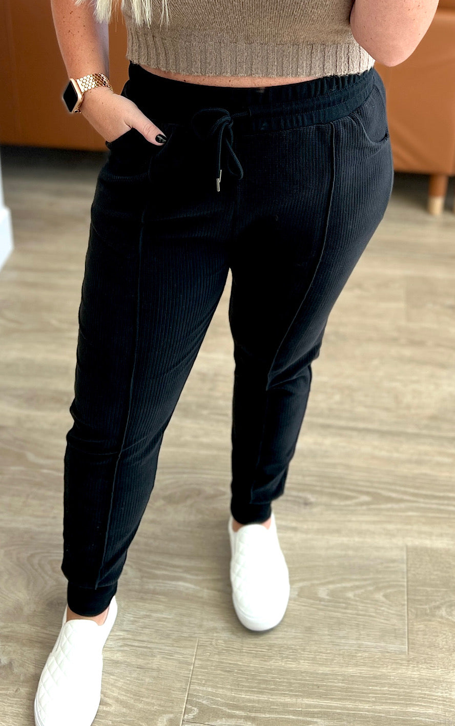 Easy To Style Black Joggers, SM-3X