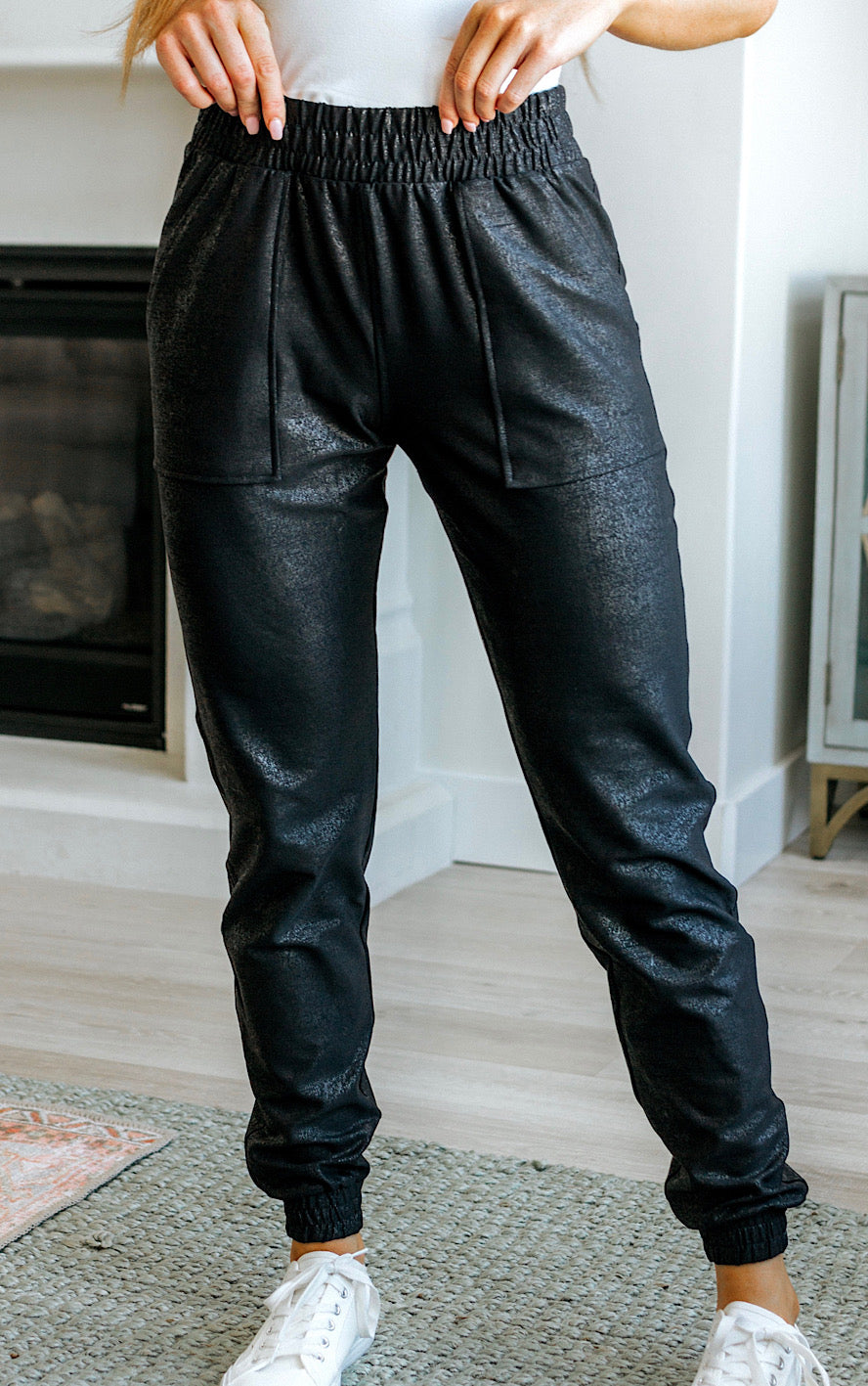 Center Stage Faux Leather Pebble Joggers, SM-3X