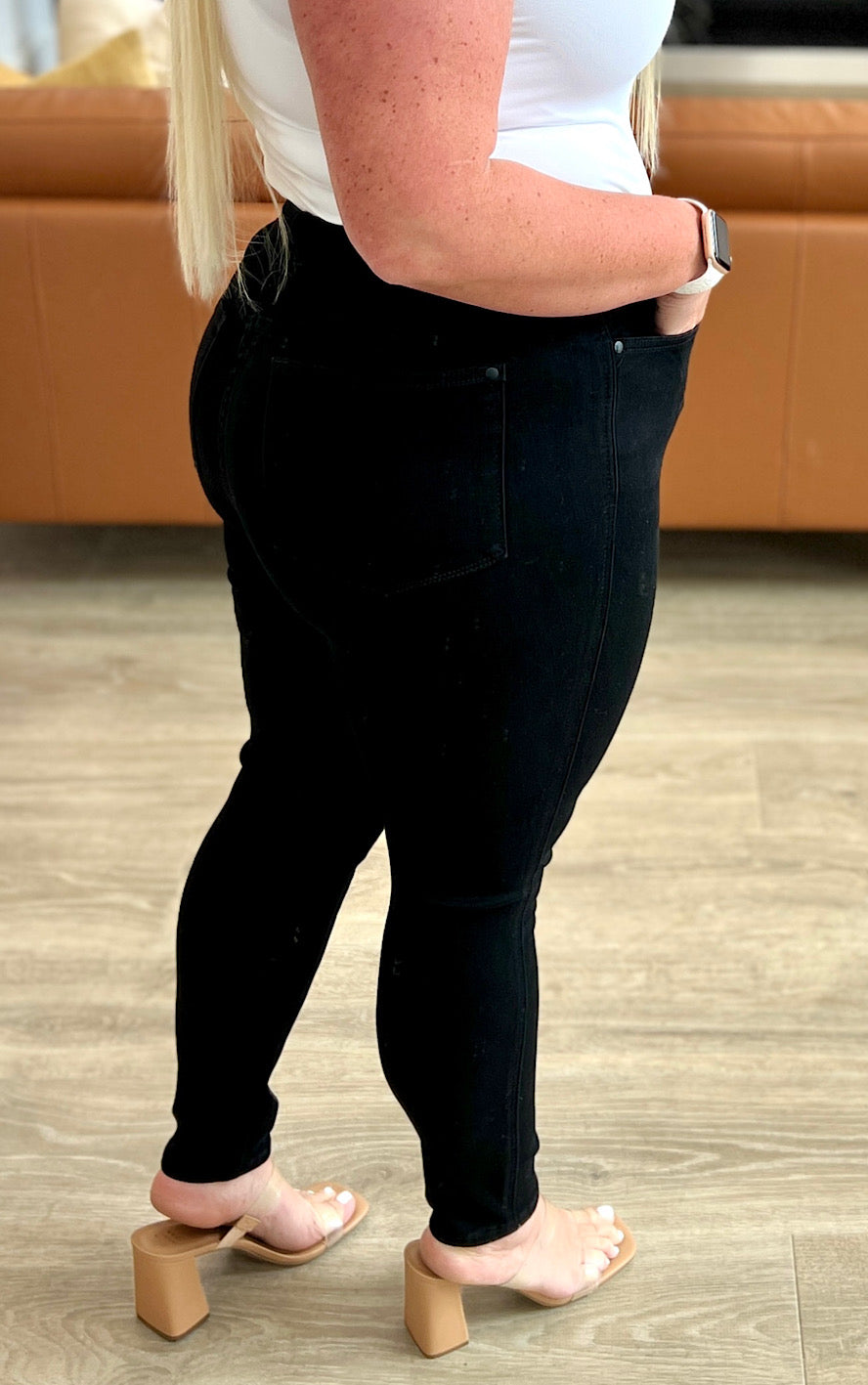 Style Icon Black Tummy Control Skinny Jeans by Judy Blue, SIZES 0-24W