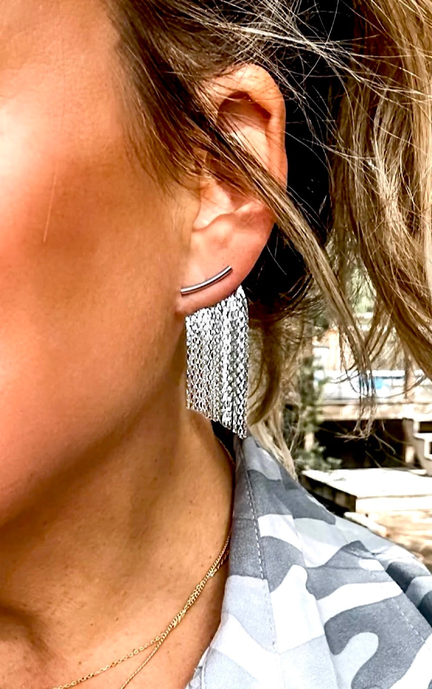 Second Glances Silver Fringe Earrings