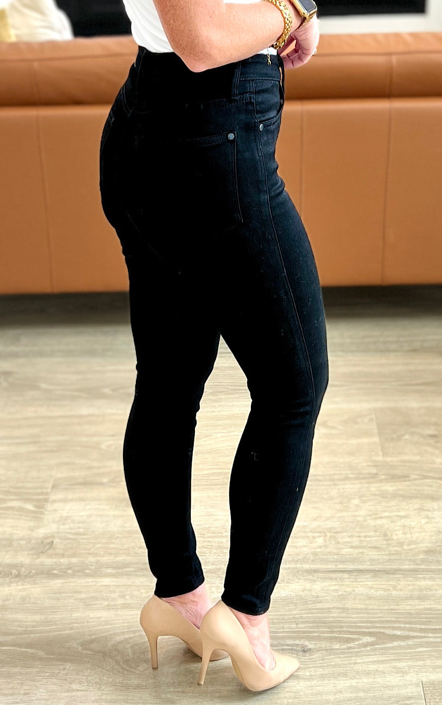 Style Icon Black Tummy Control Skinny Jeans by Judy Blue, SIZES 0-24W