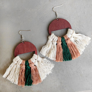 Desert Dunes Tassel Wood Earrings