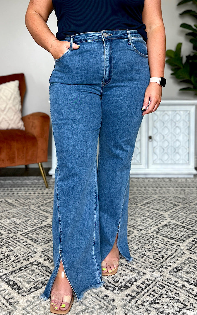 Southern Diva Split Hem Jeans by Risen, SIZES 1-3X