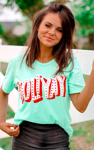 Holiyay Mint Green Tee, MED-2X