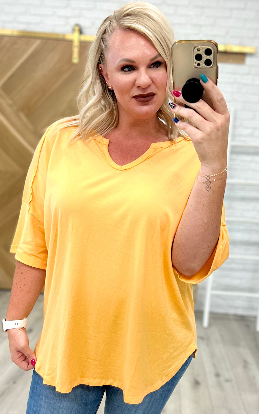 Everyday Fave Sherbet Notched Neck Top, SM-3X