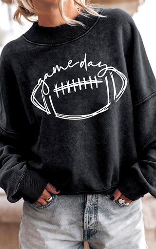 Game Day Black Football Graphic Sweatshirt, RESTOCKED!