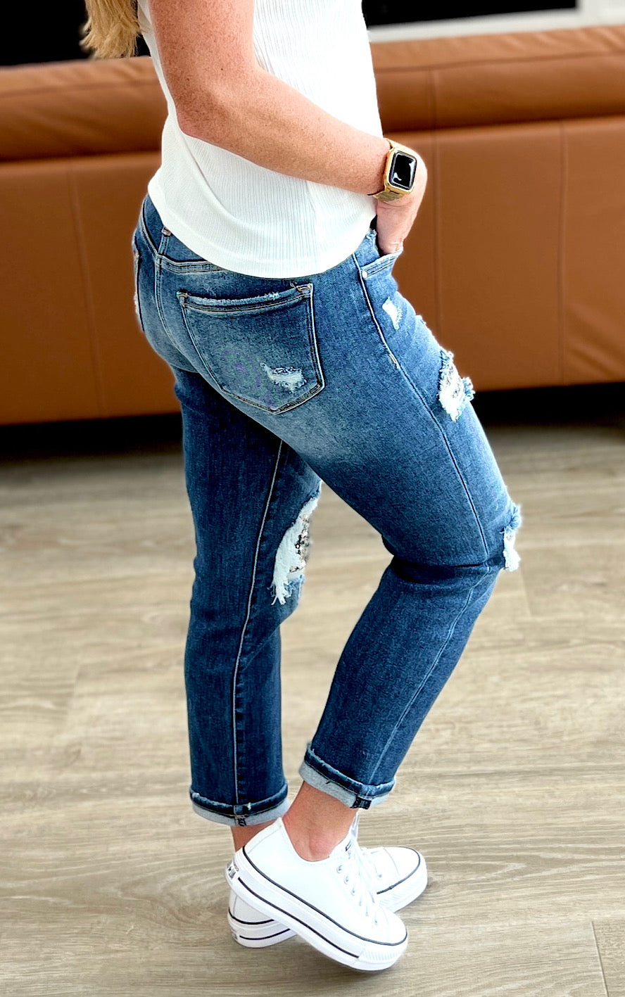 Enjoy The View Sequin Patch Jeans by RISEN, SIZES 1-3X