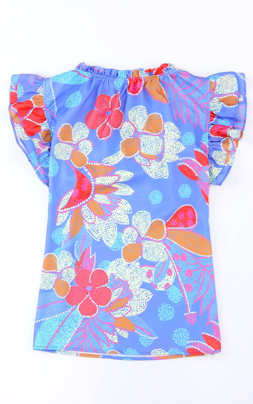 Periwinkle Floral Notched Neck Top
