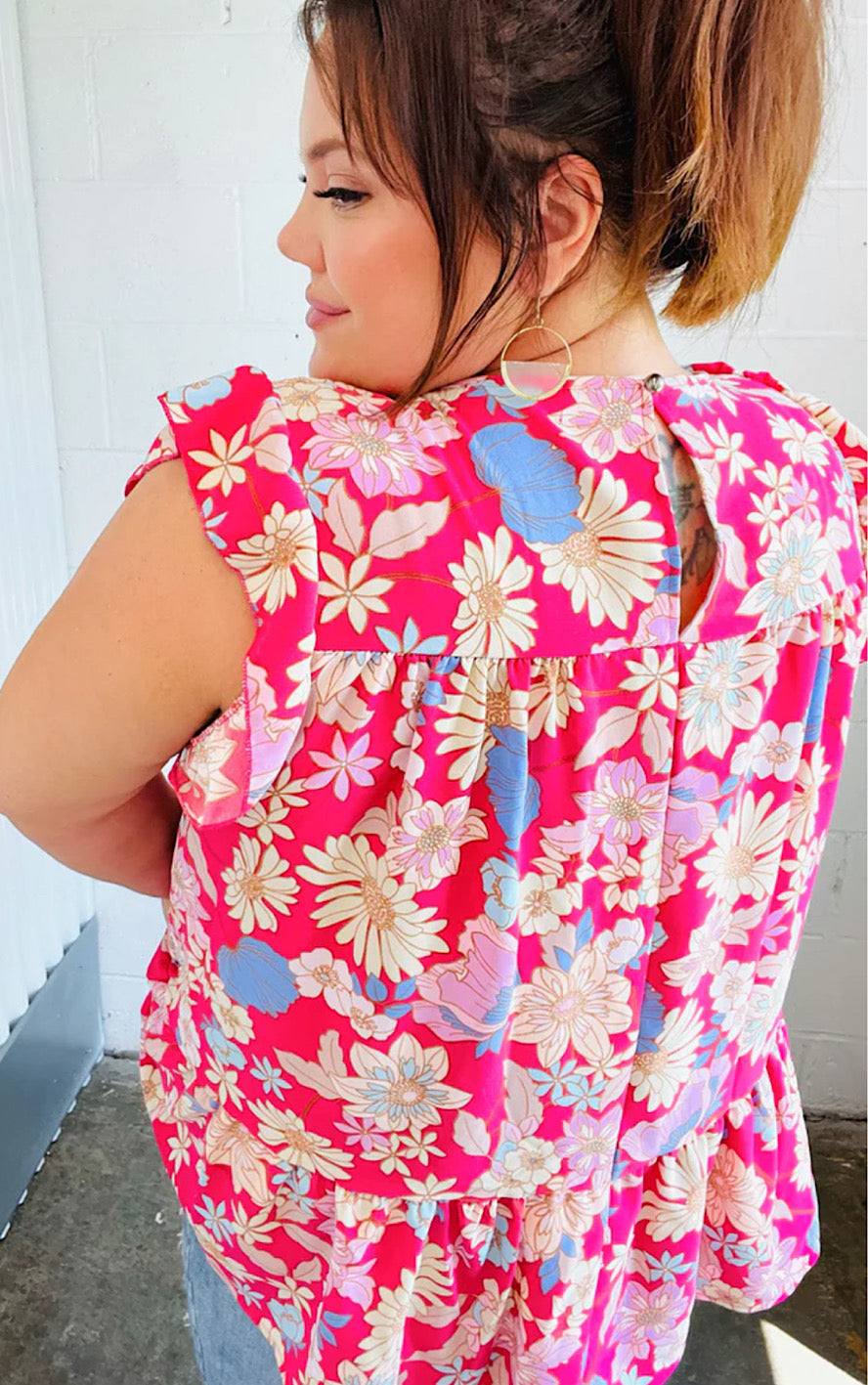 Make A Statement Pink Floral Top, SM-3X