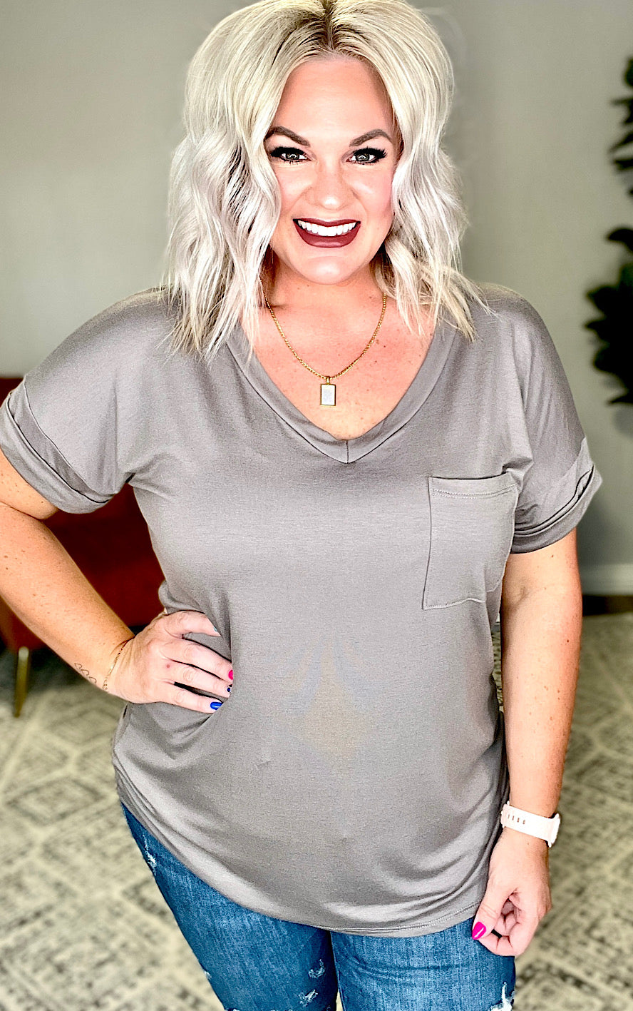 Absolute Fave Taupe Boyfriend Tee, SMALL & MED left!