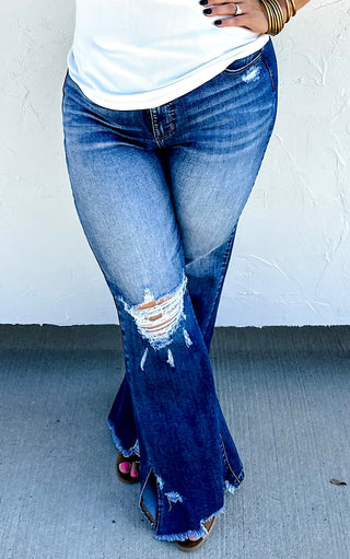 RESTOCKED! Split Hem Tummy Control Flare Jeans by Blakeley, SIZES 1-5X