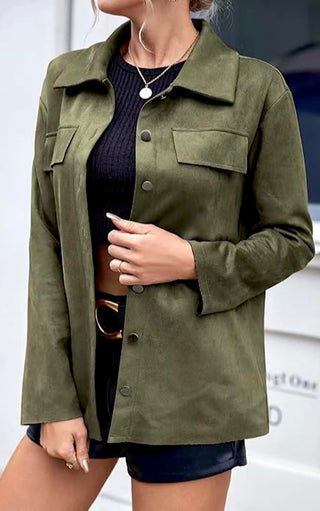 Upper East Side Olive Suede Shirt Jacket