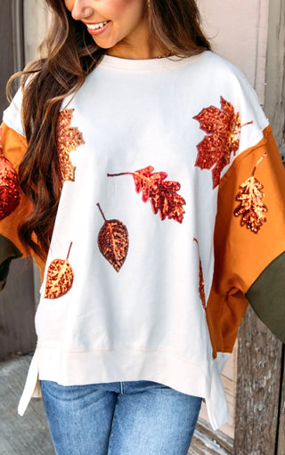 Magnificent Views Sequin Leaves Top