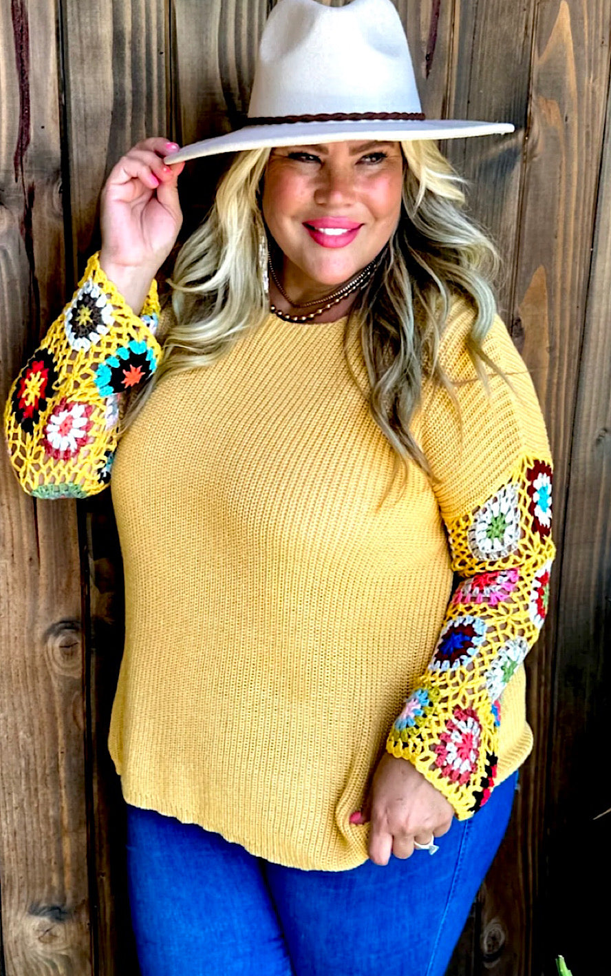 Flawless And Free Mustard Yellow Crochet Sweater, PREORDER