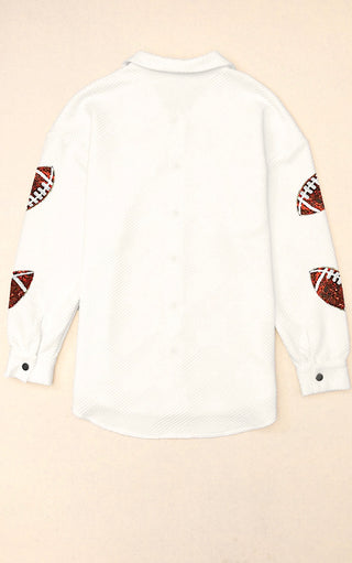 Get In The Game Textured White Sequin Football Jacket