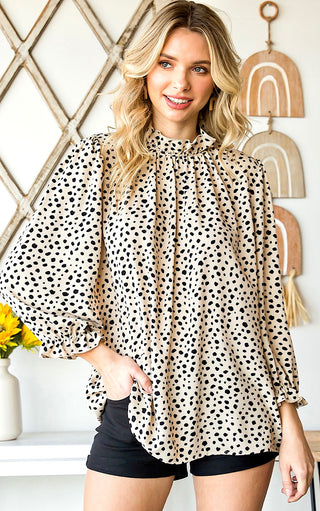 Wildest Dreams Animal Print Ruffle Collar Top, TWO COLORS!