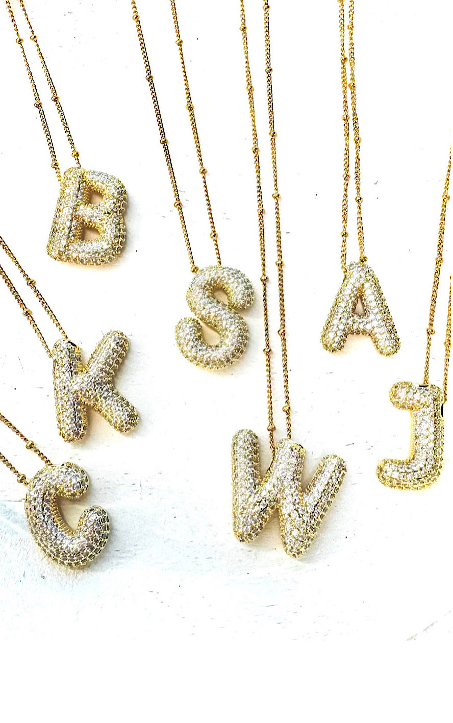 RESTOCKED! Dazzling Diamonds Bubble Letter Necklace, BUY 3 ONE FREE!
