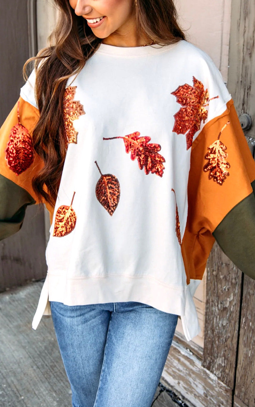 Magnificent Views Sequin Leaves Top