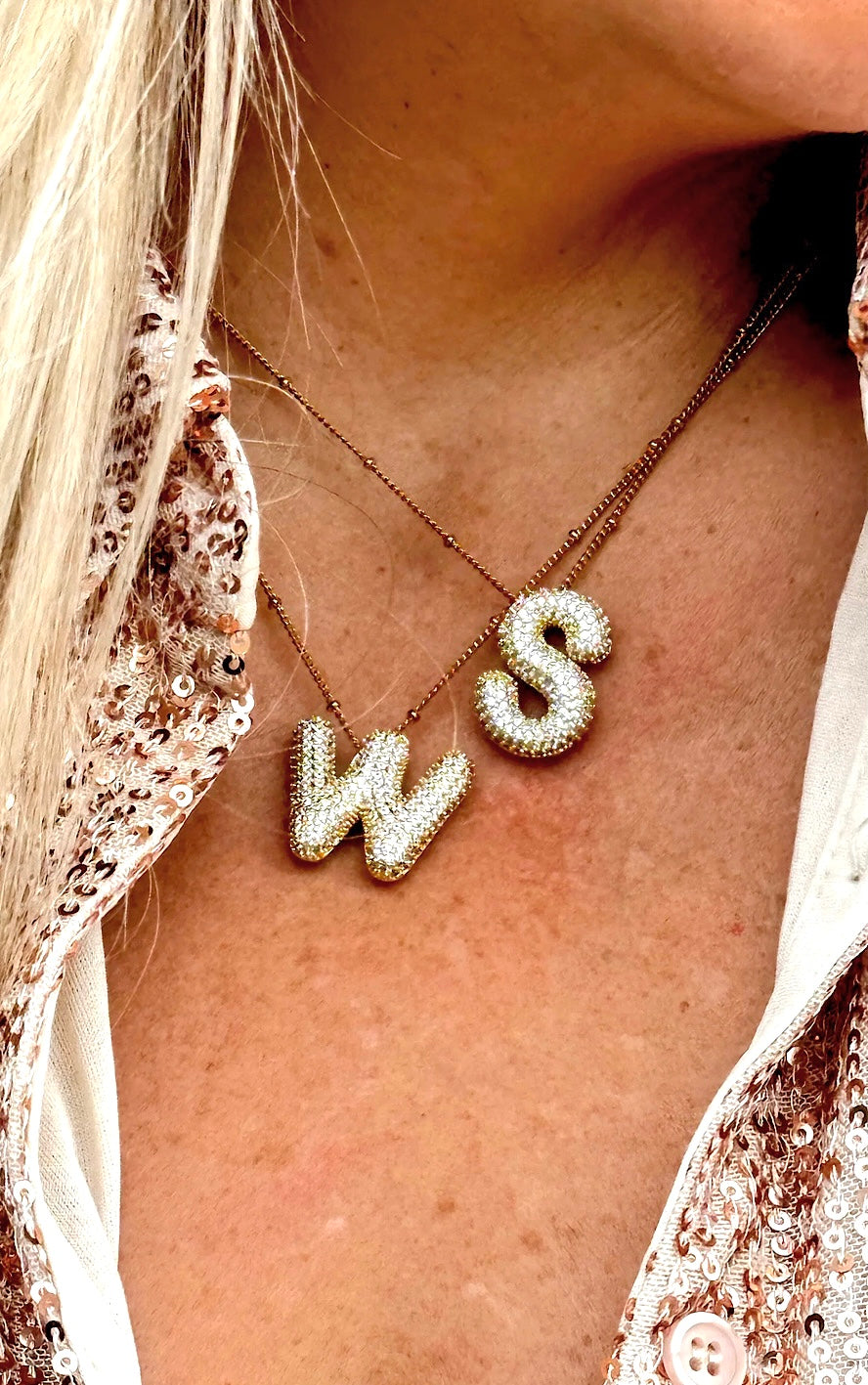 RESTOCKED! Dazzling Diamonds Bubble Letter Necklace, BUY 3 ONE FREE!