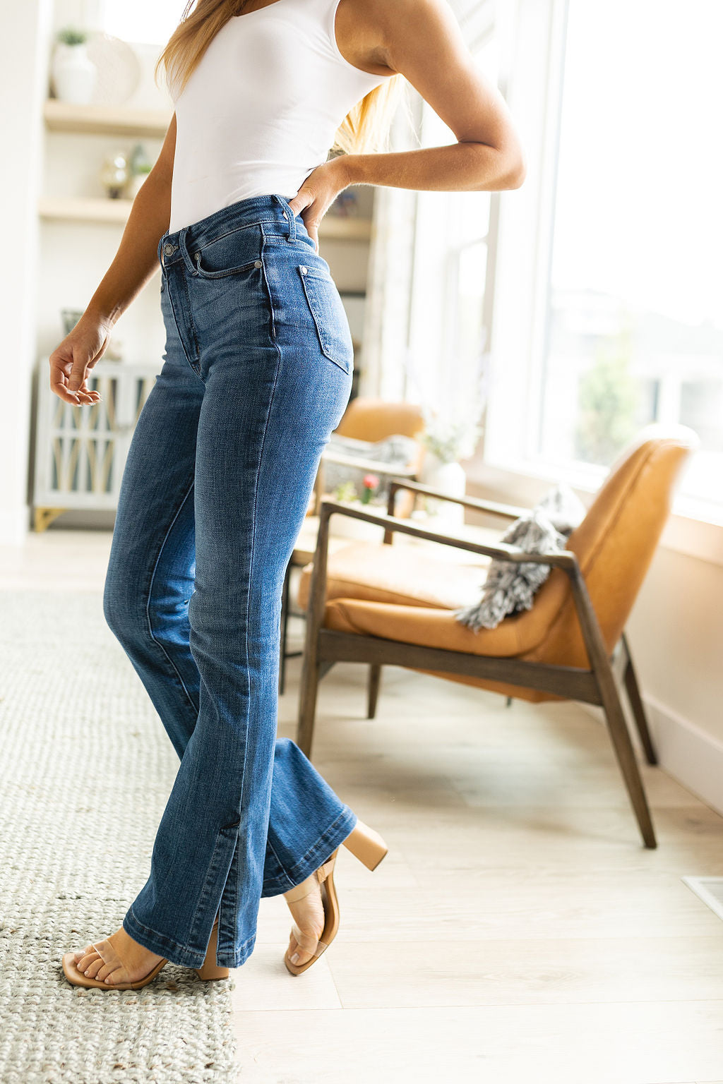 Iconic Crush Judy Blue Tummy Control Slit Hem Jeans, SIZES 0-24W