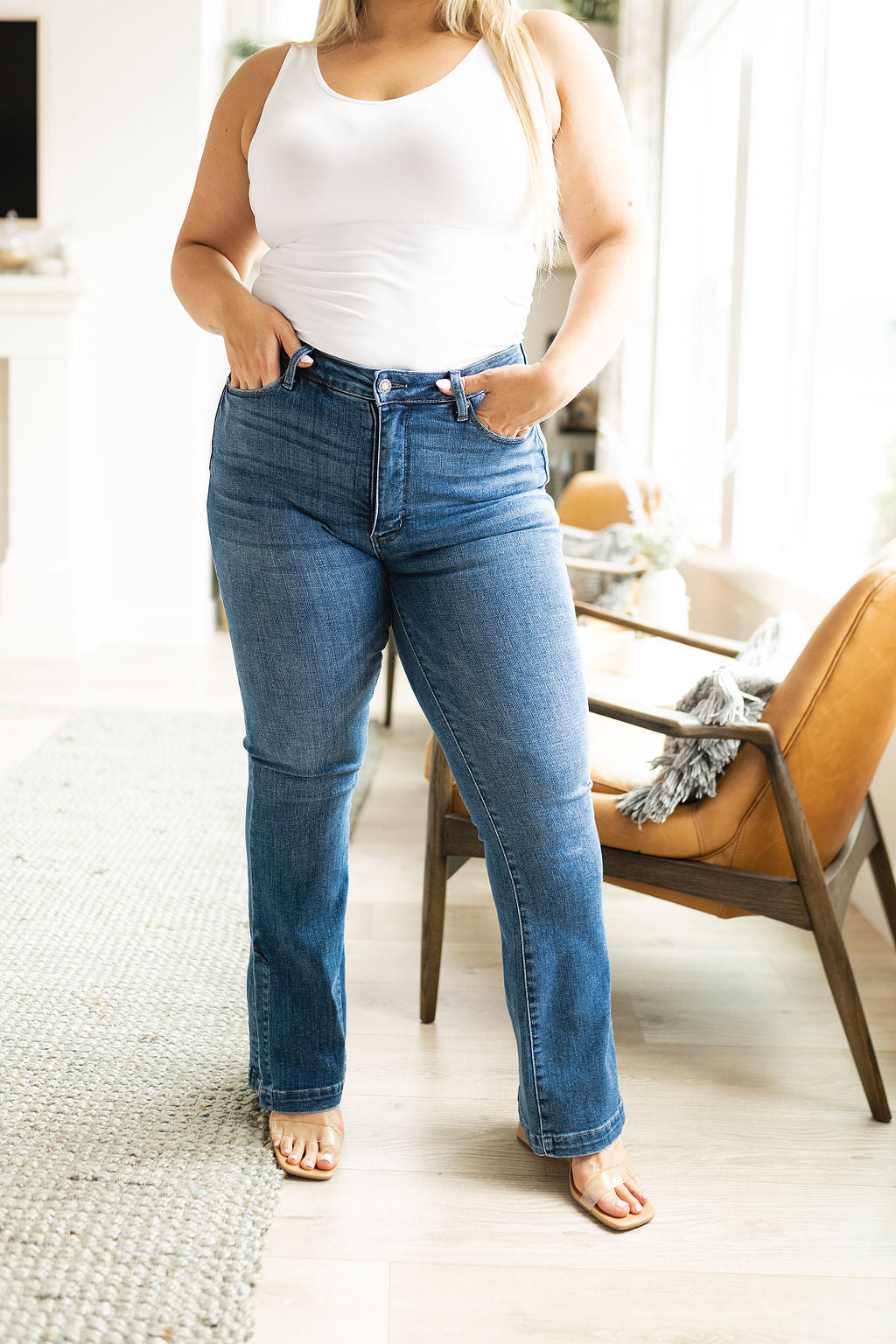 Iconic Crush Judy Blue Tummy Control Slit Hem Jeans, SIZES 0-24W