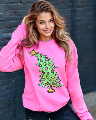 Whimsical Christmas Tree Pink Sweatshirt