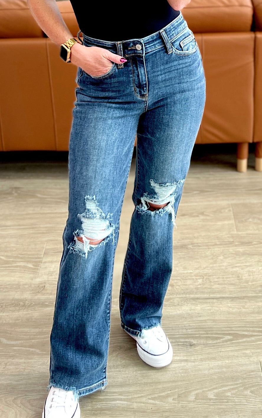 RESTOCKED! Casual Perfection Dark Wash Straight Leg Jeans by Judy Blue 0-24W