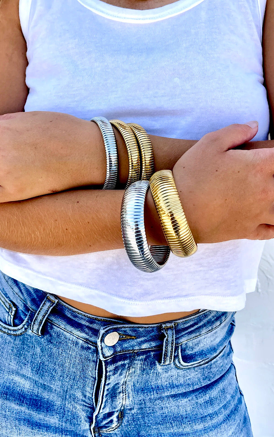 Endless Style Stretchy Bangles, GOLD & SILVER, TWO SIZES