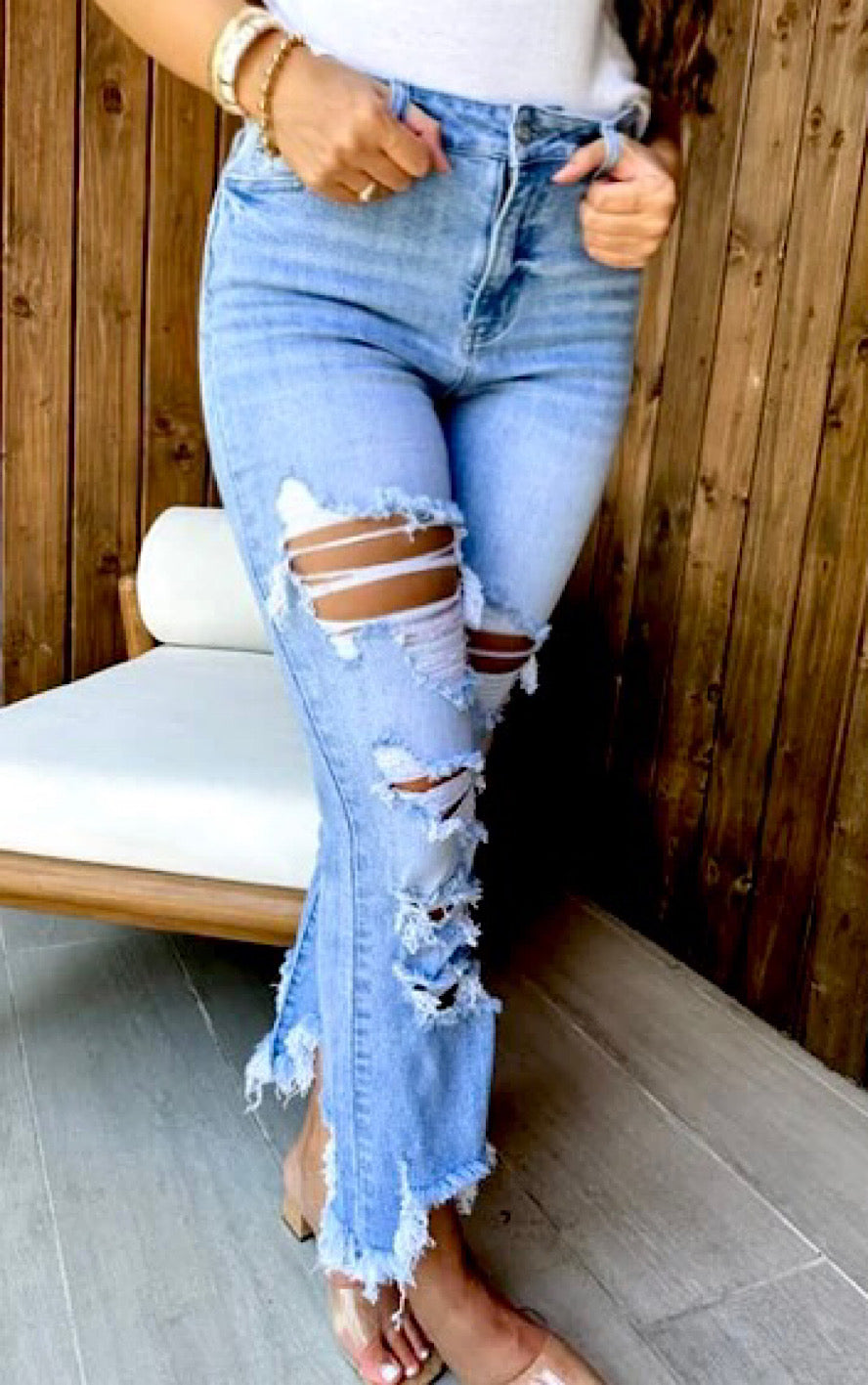 RESTOCKED! Social Calendar Distressed Jeans by Blakeley, SIZES 1-5X!
