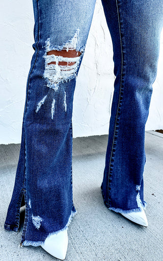 RESTOCKED! Split Hem Tummy Control Flare Jeans by Blakeley, SIZES 1-5X