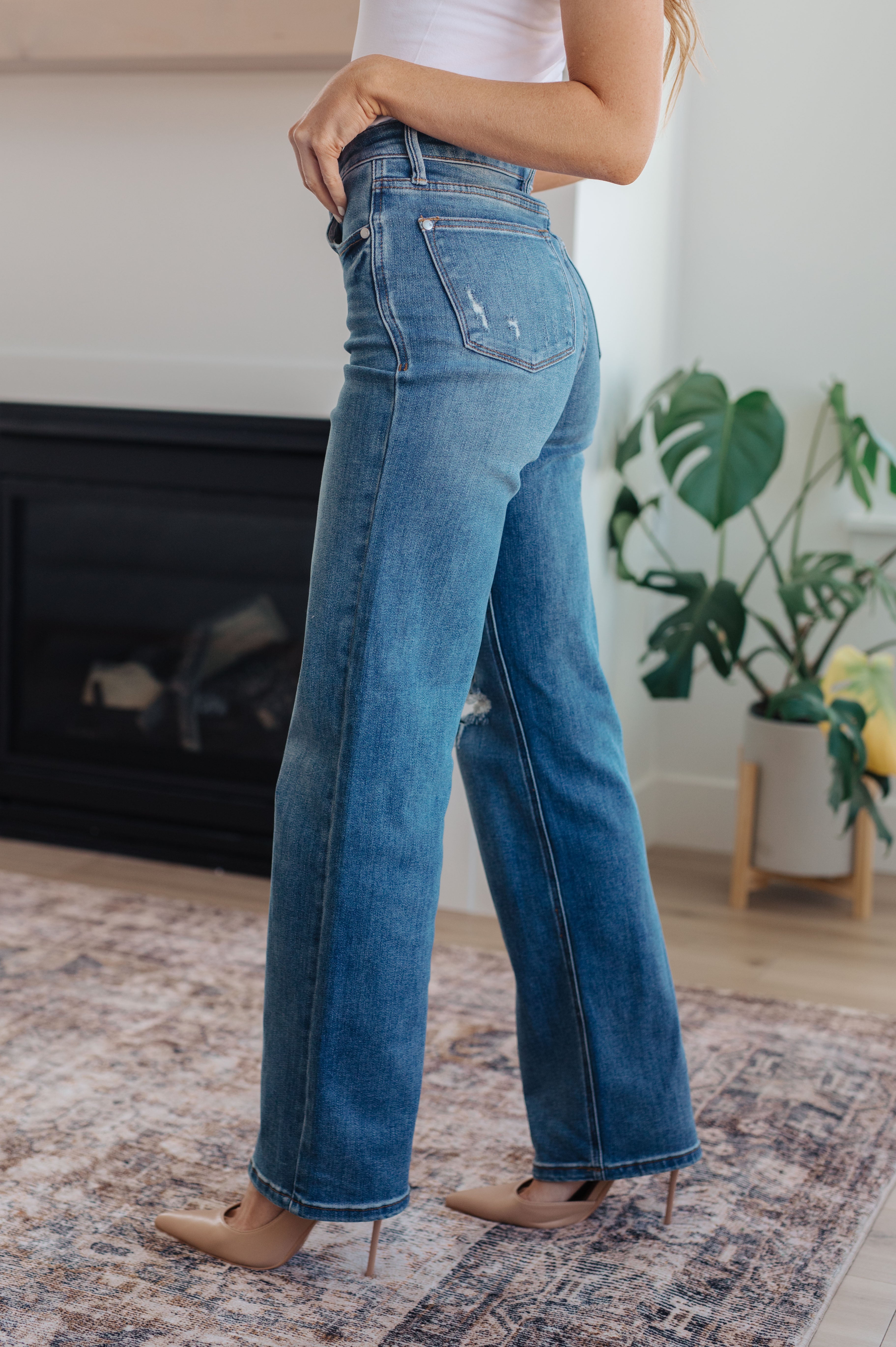 Denim Dream Judy Blue Tummy Control Straight Leg Jeans, 0-24W