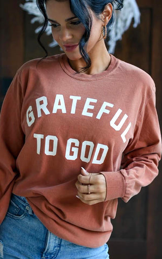 Grateful To God Rust Long Sleeve Tee, SM-3X, PRE-ORDER!!