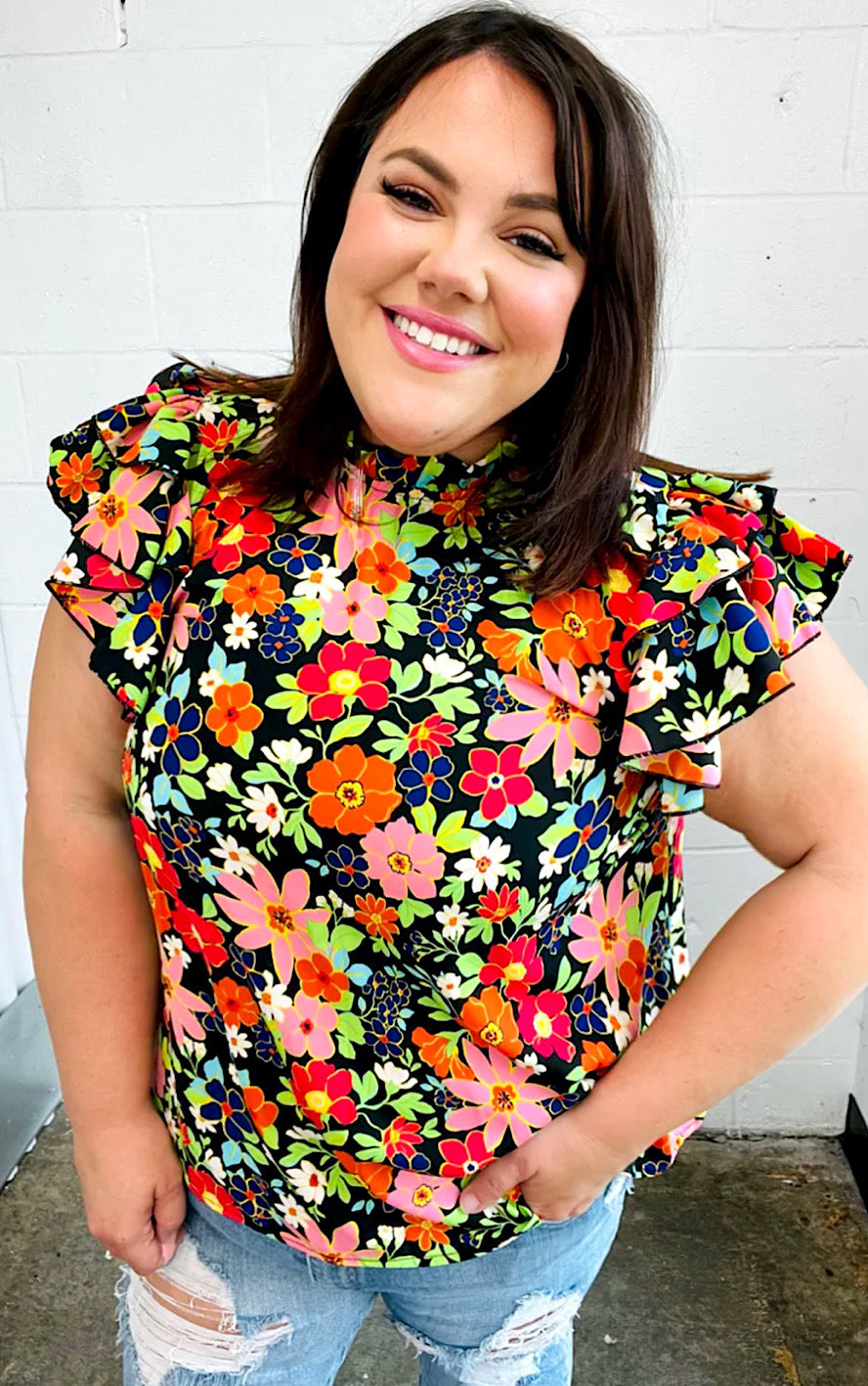 You’re Worth It Multicolor Floral Top, SM-3X