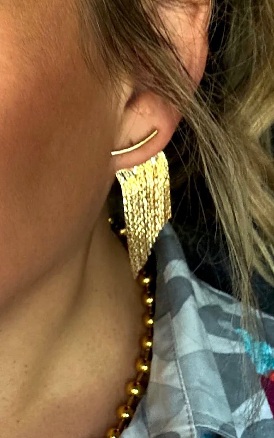 Second Glances Gold Fringe Earrings