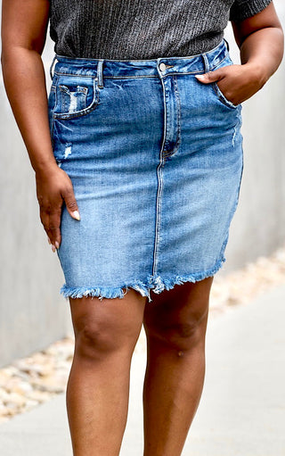 Strut Your Stuff Denim Skirt by RISEN, SM-3X