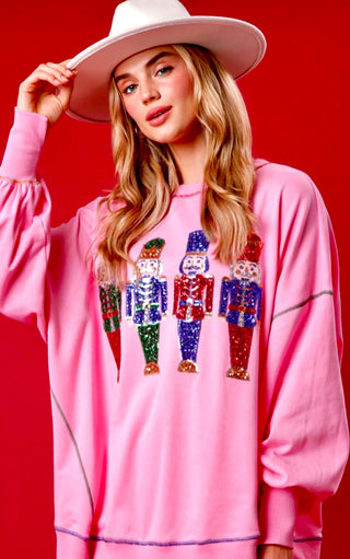 Pink Sequin Nutcracker Sweatshirt