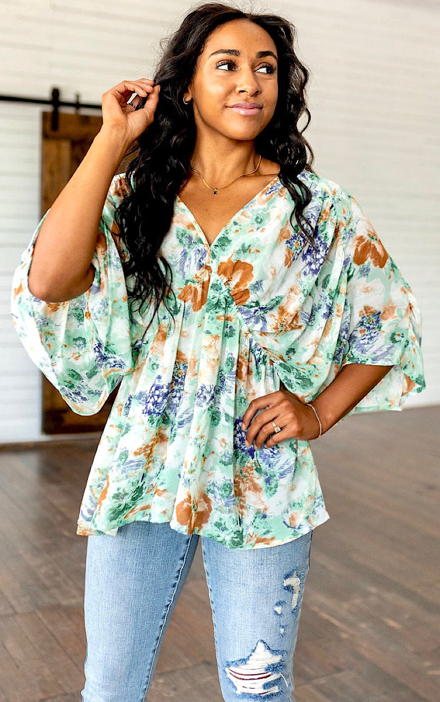 Romantic Story Floral Peplum Top, SMALL & MED left!