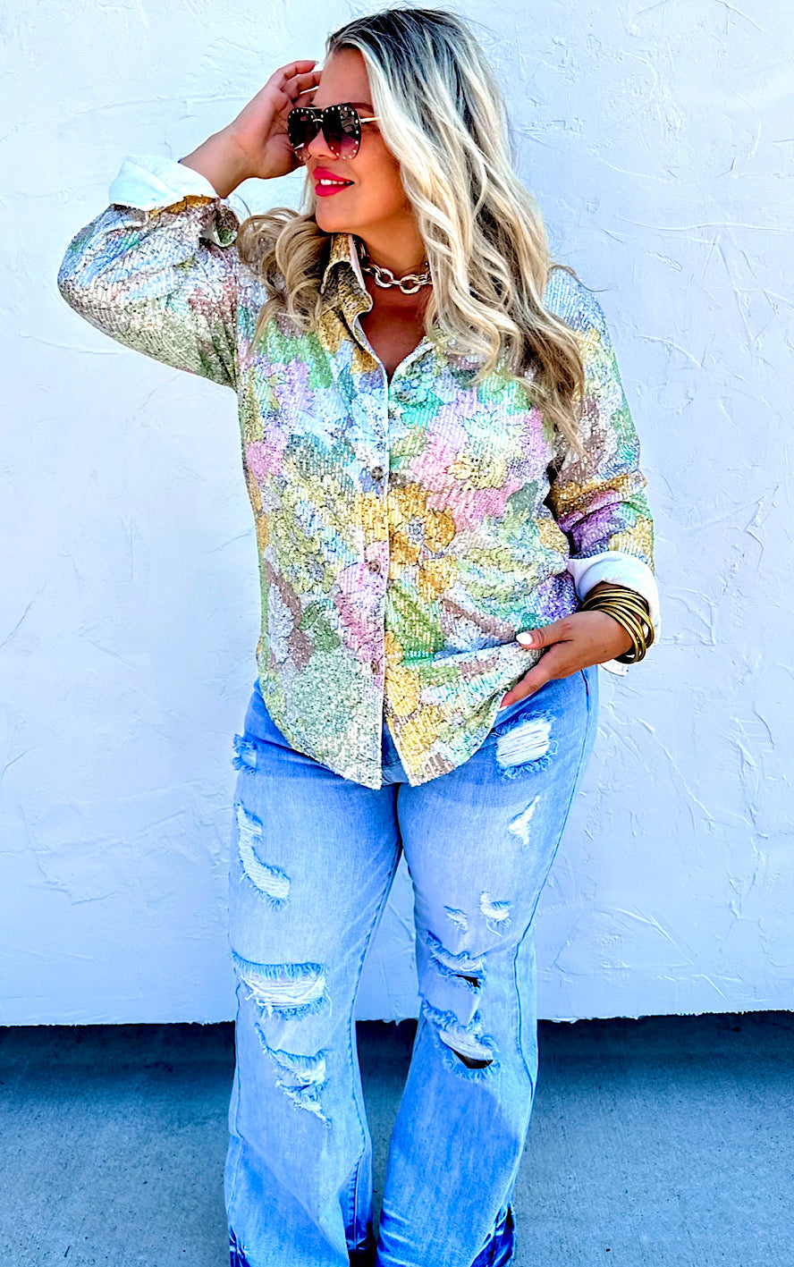 Get Your Shine On Sequin Top, SM-3X