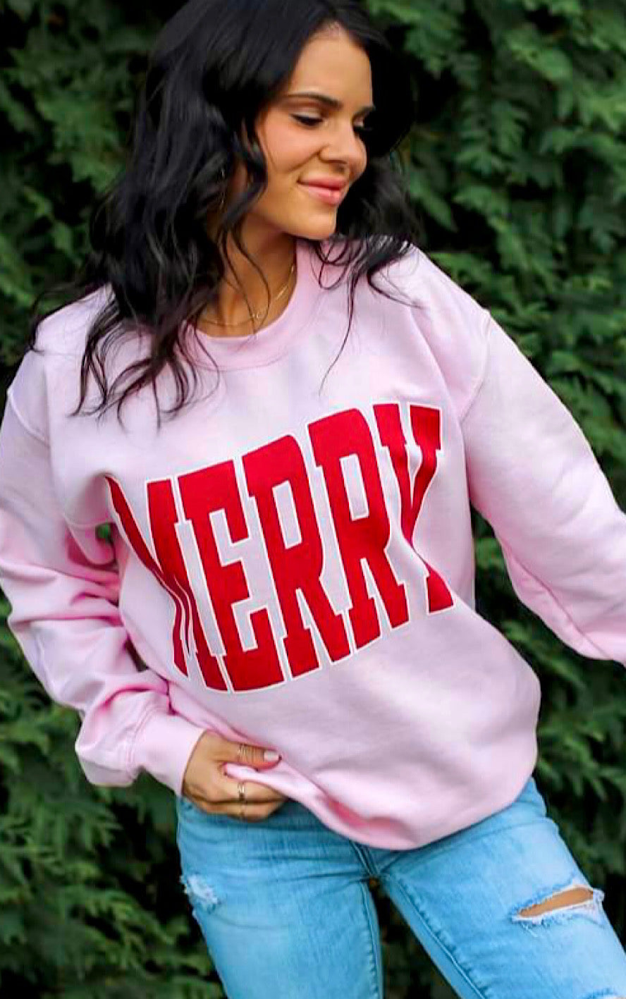 Merry Pink Varsity Sweatshirt, SM-3X