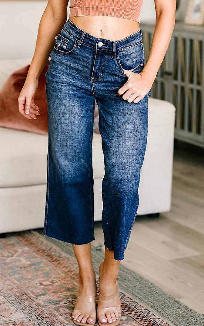 Phenomenal Style Judy Blue Wide Leg Cropped Jeans, SIZES 0-24W