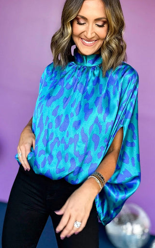 Best Of The Blues Mock Neck Top