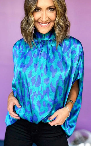 Best Of The Blues Mock Neck Top