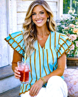 Robin’s Egg Blue Ruffle Sleeve Top