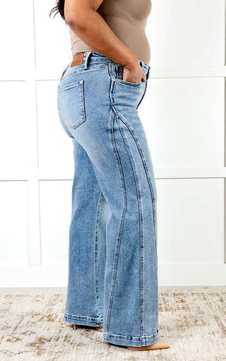 Judy Blue Side Seam Detail Wide Leg Jeans