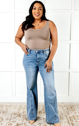 Judy Blue Side Seam Detail Wide Leg Jeans