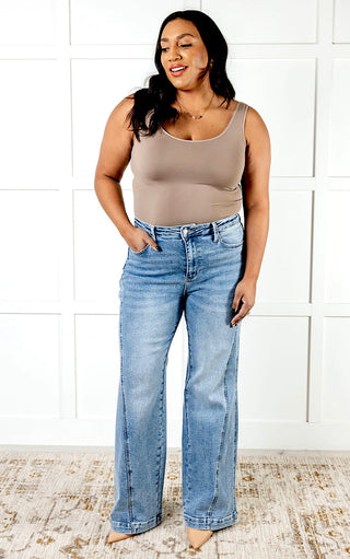 Judy Blue Side Seam Detail Wide Leg Jeans