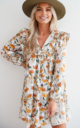 Spiced Petals Autumn Floral Dress