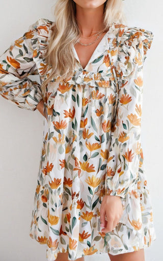 Spiced Petals Autumn Floral Dress
