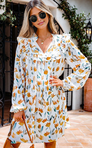 Spiced Petals Autumn Floral Dress
